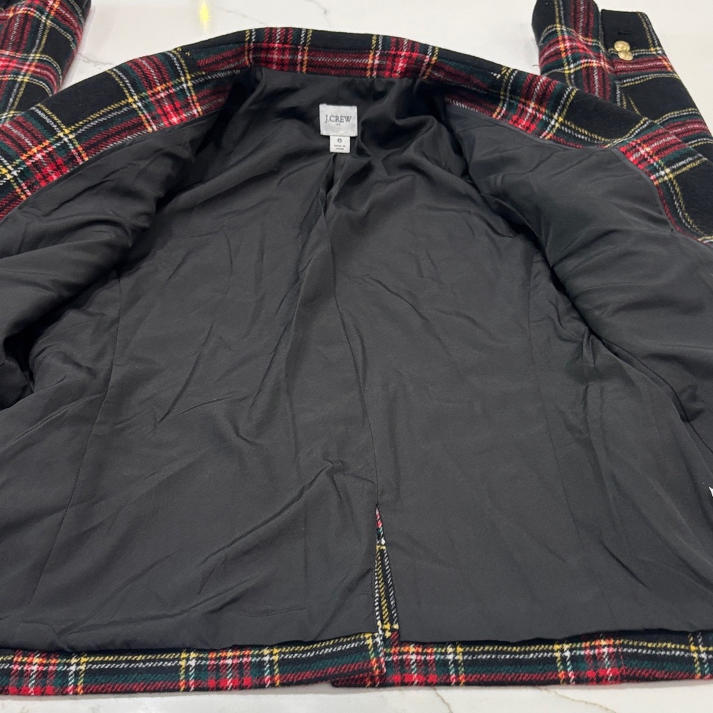 J. Crew Black Plaid Blazer with Red and Cream Accents - Picture 12 of 16